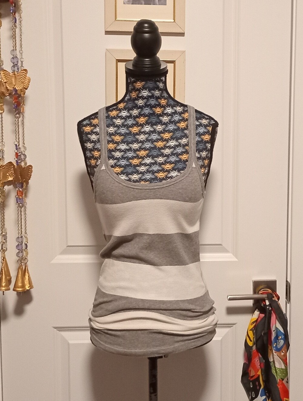 Grey and white striped Hollister tank
